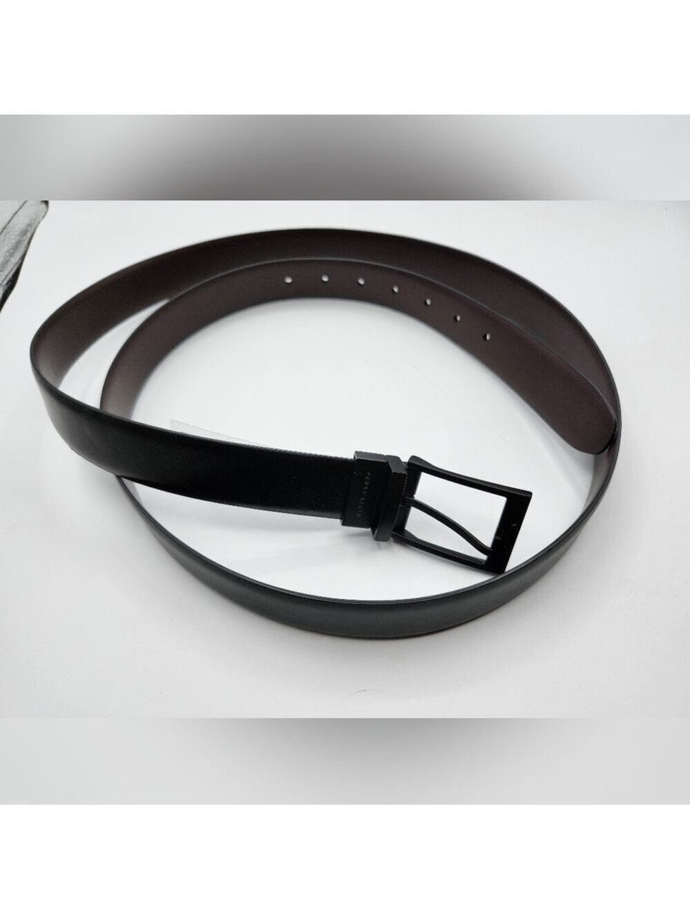 Perry Ellis Men's Black Leather Belt